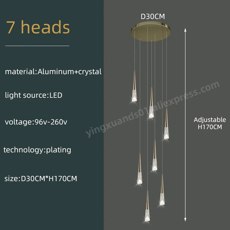 Lustre suspension Vivienne Crystal Staircase pour intérieurs de luxe