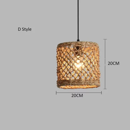 Élise Japanese Rattan Pendant Light E27 Woven LED Chandelier Beige