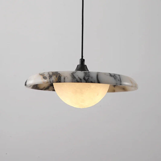 Pendentif Amélie en marbre céleste et verre
