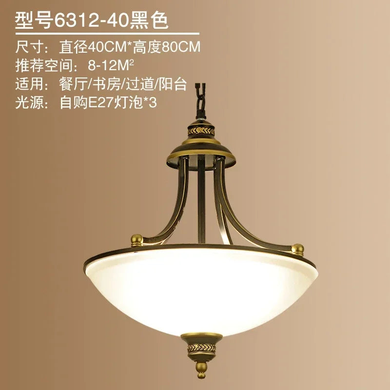 Émilie Retro Milky Glass Pendant Chandelier 3-Light