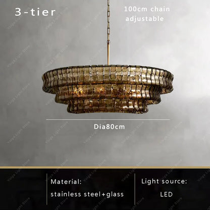 Gray Glass Round Ceiling Chandelier