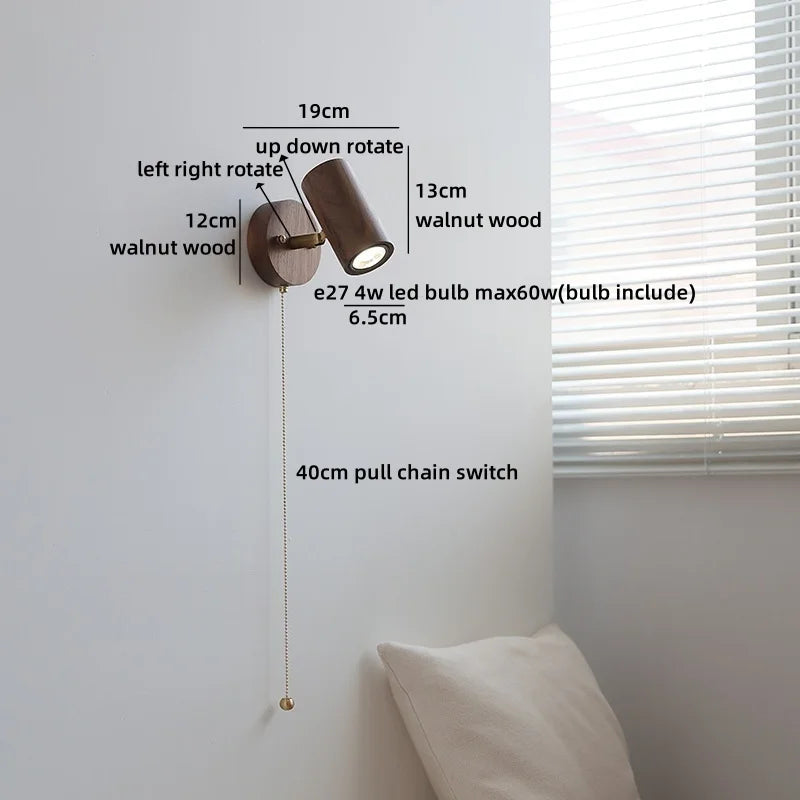 Lampe murale LED Camille Or Cuivre Noyer Style Japonais