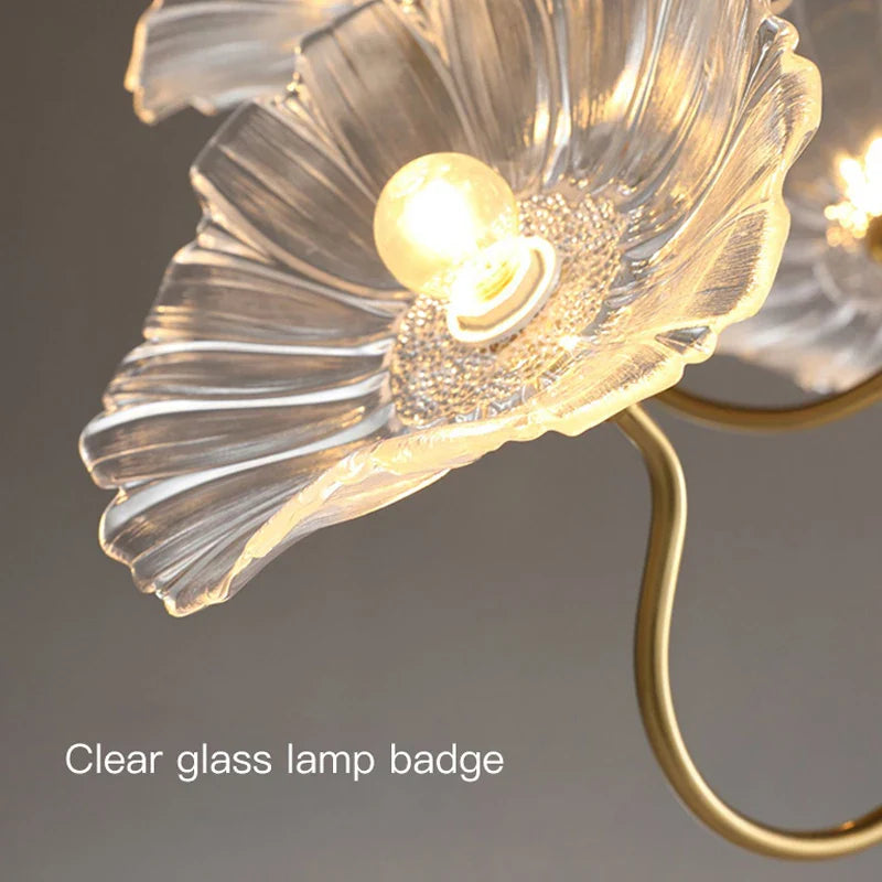 Lustre Célestine en verre feuille de lotus