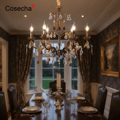 Isabelle Gold Crystal Chandelier for Dining & Living Spaces