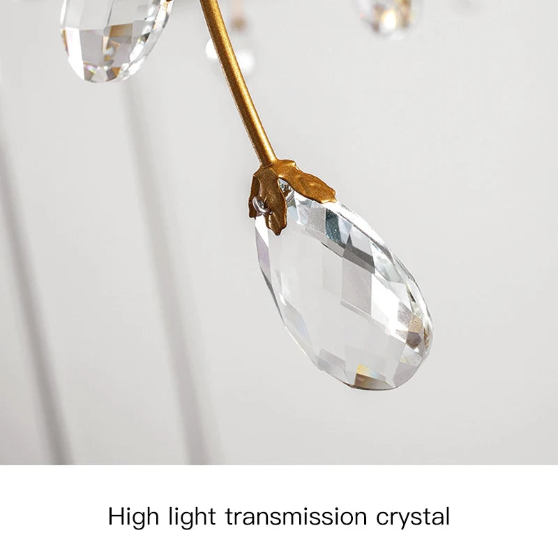 Plafonnier Eléonore en forme d'arbre, branches en cristal doré