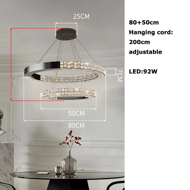 Lustre en cristal scandinave Sophie en acier noir pour plafond