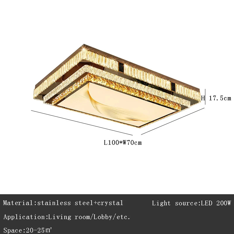 Plafonnier à LED encastrable Celestia Gold Crystal