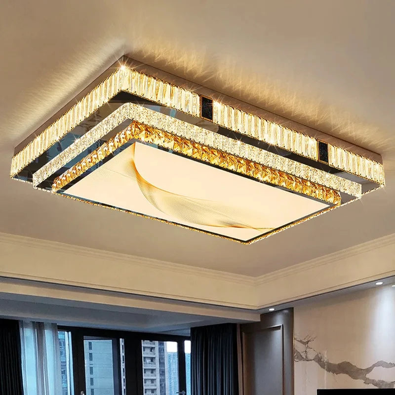 Plafonnier à LED encastrable Celestia Gold Crystal