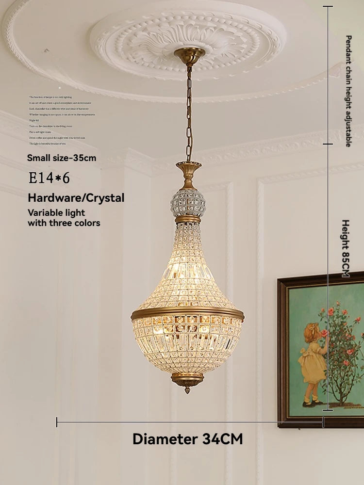 Lustre pendentif Aurélie Vintage en cristal, 6 lumières, luxe