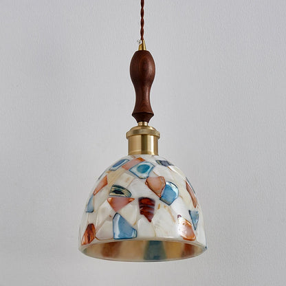 Camille Medieval Glass Walnut Pendant Light Bedroom Chandelier