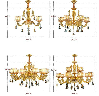 Sophie European Brass Crystal Antique Chandelier Pendant Light