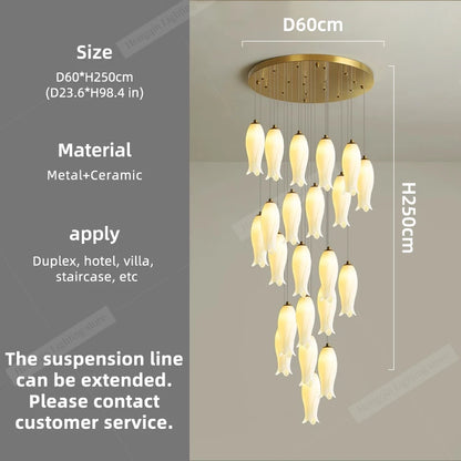 Amélie Suspension Minimaliste Céramique pour Escalier