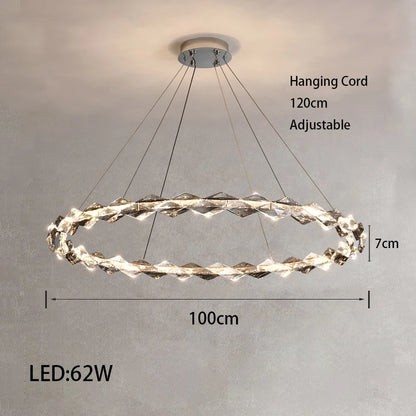 Élodie 2025 Plafonnier Moderne Anneau Cristal LED Dimmable Lustre Décoration Luminaire Argent