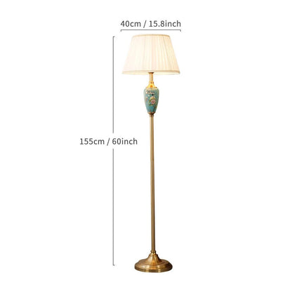 Élise Ceramic Retro LED Floor Lamp Fabric Shade Living Room