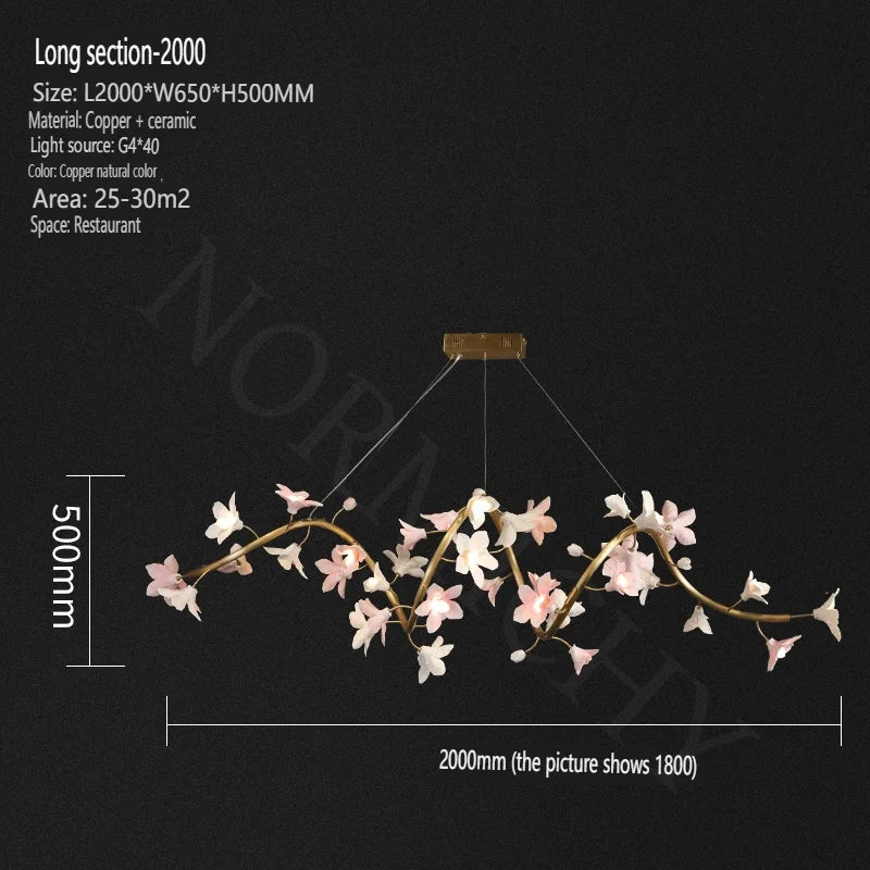 Lustre floral en céramique de luxe Celestia