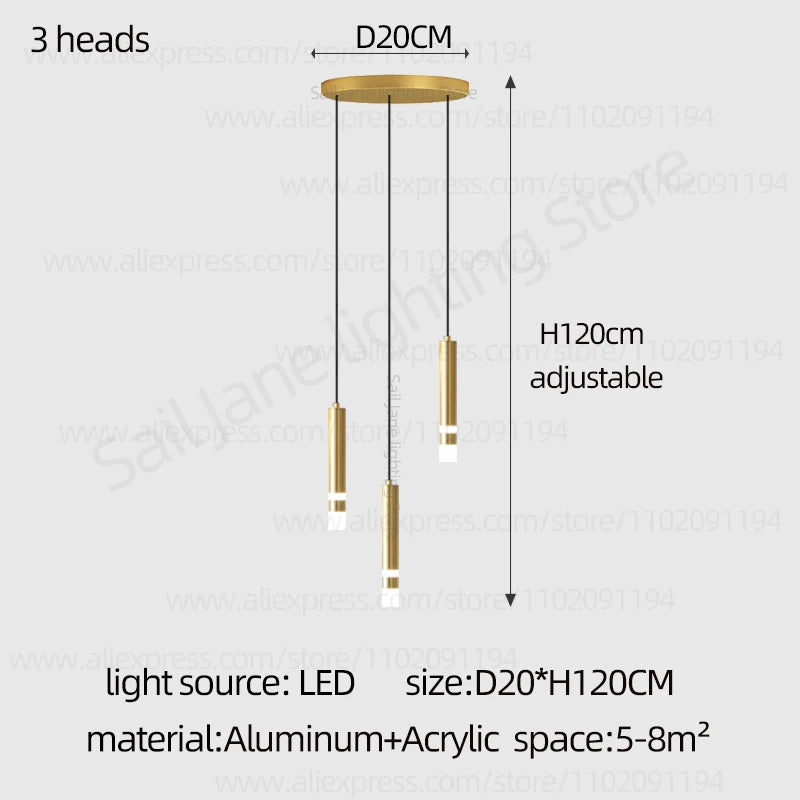 Aurélie Modern Gold LED Staircase Chandelier Light