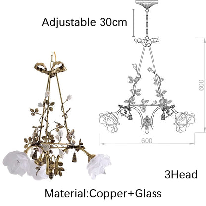 Isabelle Modern Brass Flower Glass Pendant Chandelier Light