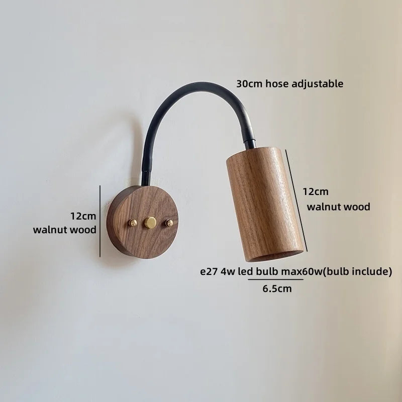 Élise Nordic Ash Wood LED Wall Lamp Pull Chain E27