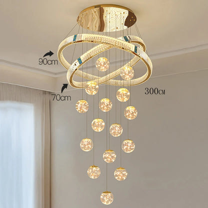 Lustre Suspendu LED Escalier de Cristal Élodie