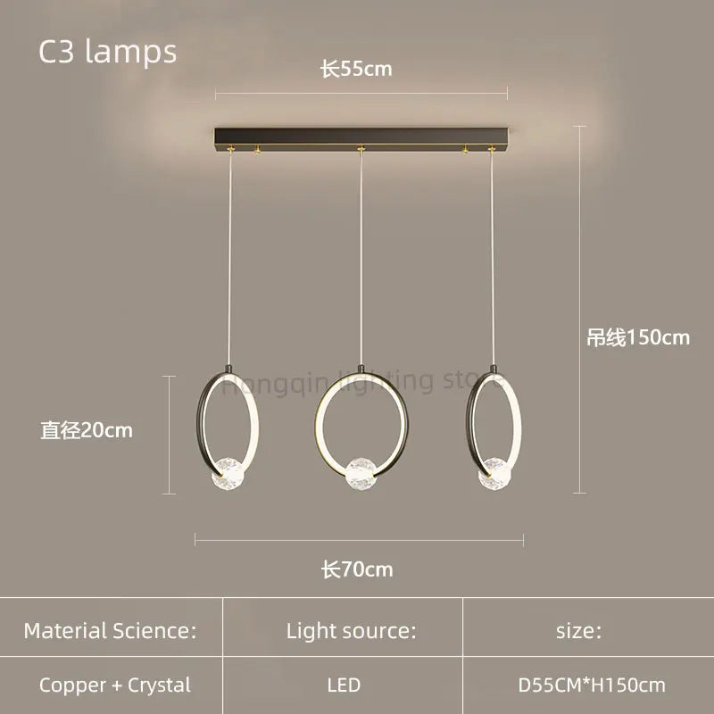 Lustre pendentif Margaux cuivre cristal