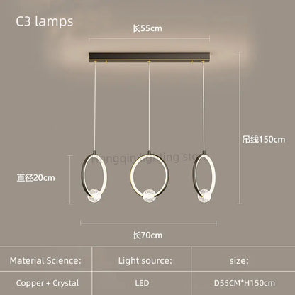 Lustre pendentif Margaux cuivre cristal