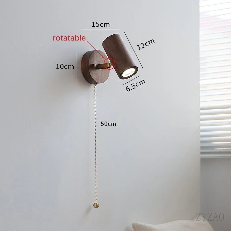 Applique murale à spot LED réglable en noyer Camille