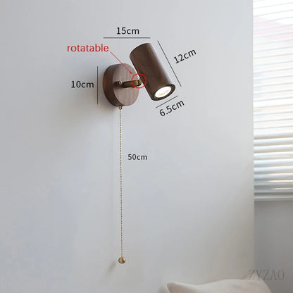 Applique murale à spot LED réglable en noyer Camille