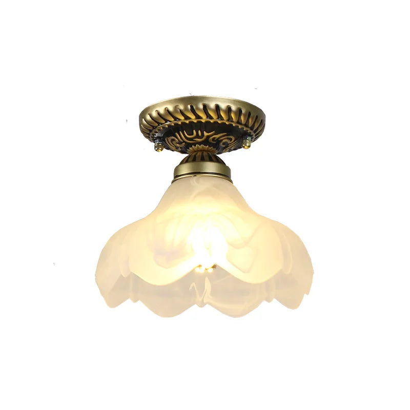 Plafonnier en verre rétro Camille ivoire E27 Lampe de couloir