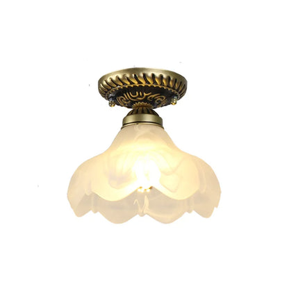 Plafonnier en verre rétro Camille ivoire E27 Lampe de couloir