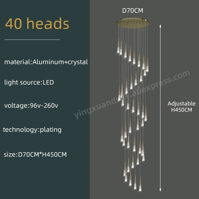 Lustre suspension Vivienne Crystal Staircase pour intérieurs de luxe