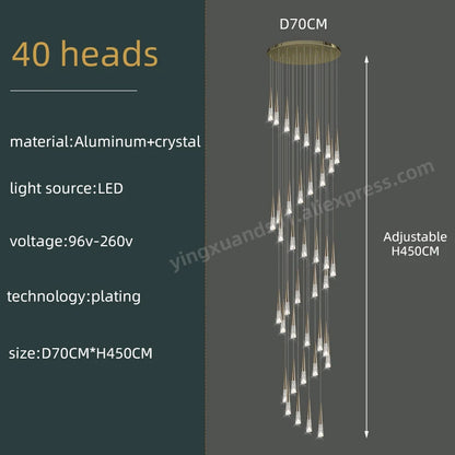 Lustre suspension Vivienne Crystal Staircase pour intérieurs de luxe