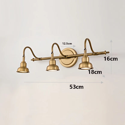 Camille Triple Head Copper LED Wall Lamp Bathroom Mirror Light