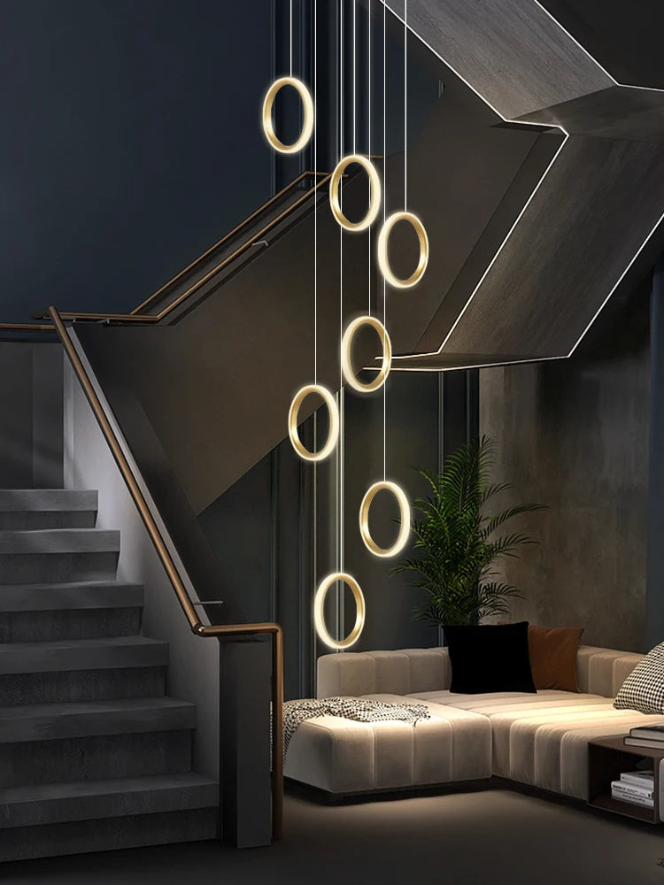 Geneviève Duplex Loft Staircase Pendant Chandelier