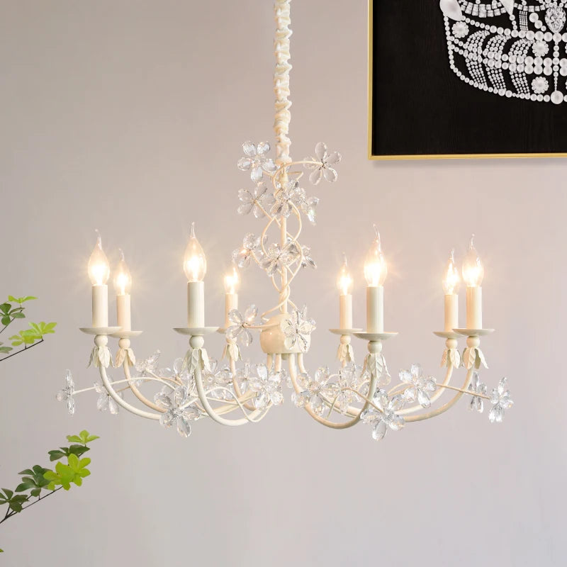 Amélie Lustre européen romantique à fleurs de cristal