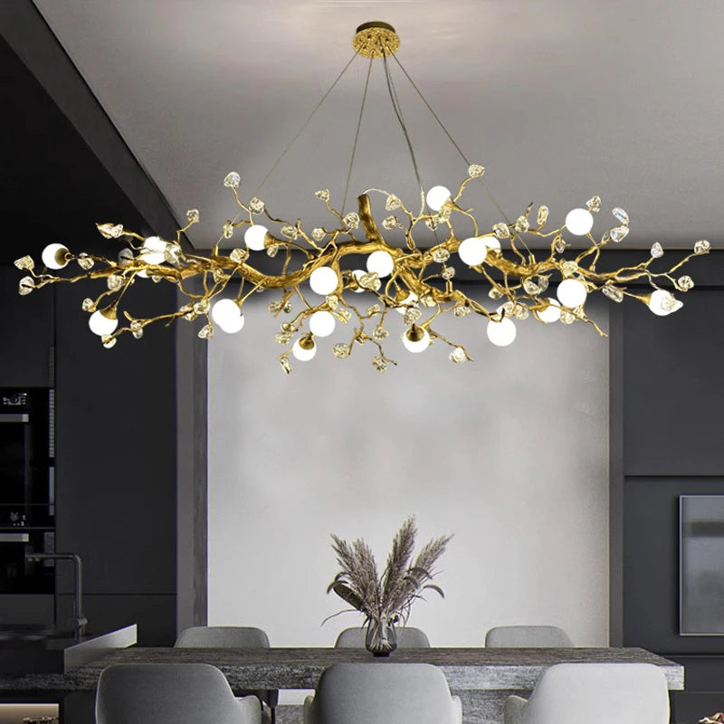 Lustre en cristal de branche Élise Plafonnier de villa de luxe