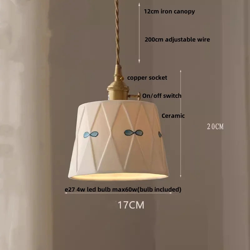Suspension LED en céramique Fleur Rose Élise, en bois nordique