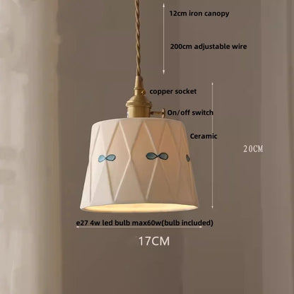 Suspension LED en céramique Fleur Rose Élise, en bois nordique
