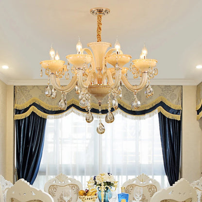 Lustre de luxe français pour la décoration intérieure, couleur champagne et blanc, pour villa européenne, hall d'hôtel, restaurant, lumières suspendues en cristal E14.