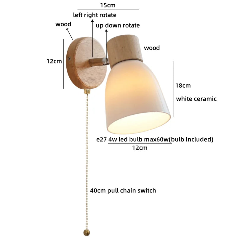 Lucienne Amber Glass Wood Wall Light