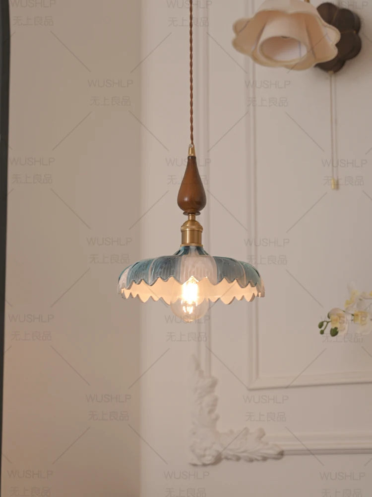 Lustre suspendu de chevet Elise avec pétales de verre rétro