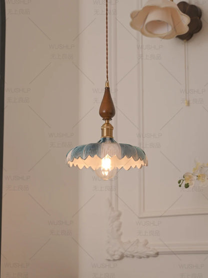 Lustre suspendu de chevet Elise avec pétales de verre rétro