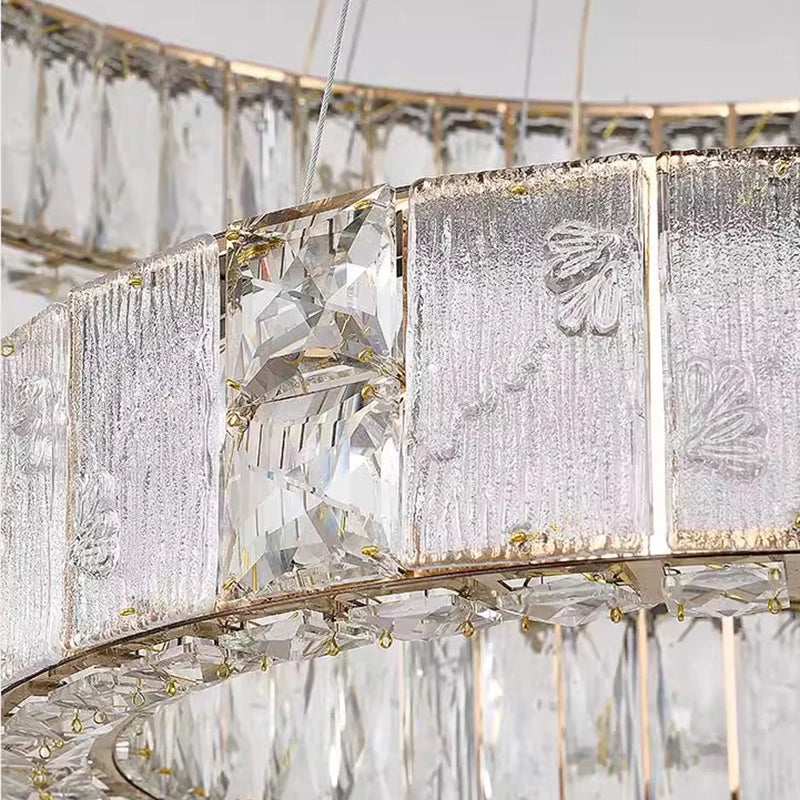 Lustre Suspendu LED Escalier de Cristal Élodie