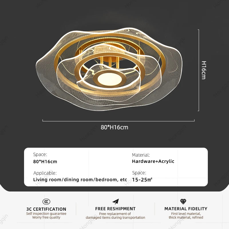 Amélie Gold Luxe LED Ceiling Chandelier Light