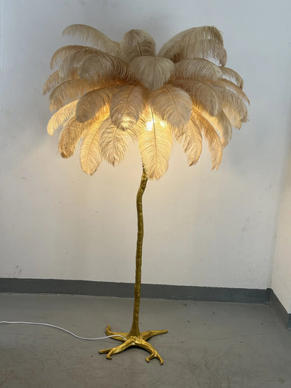 Camille Modern White Pink Feather Floor Lamp Romantic Foyer Decor Light