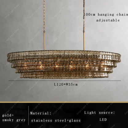 Gray Glass Round Ceiling Chandelier
