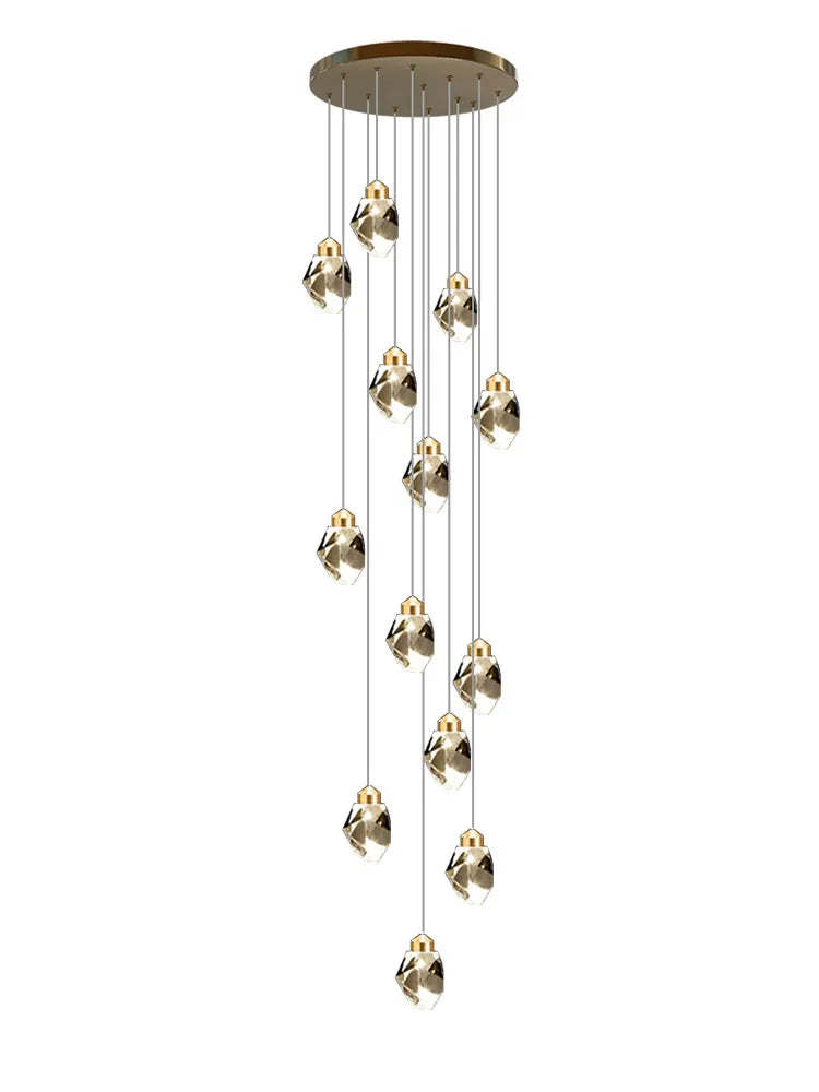 Lustre d'escalier en cristal Lucienne Nordic pour intérieurs de loft et de villa