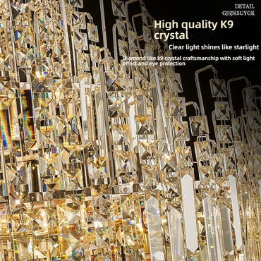 Lustre creux en cristal pour éclairage de hall en duplex et d'escalier