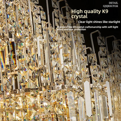 Lustre creux en cristal pour éclairage de hall en duplex et d'escalier