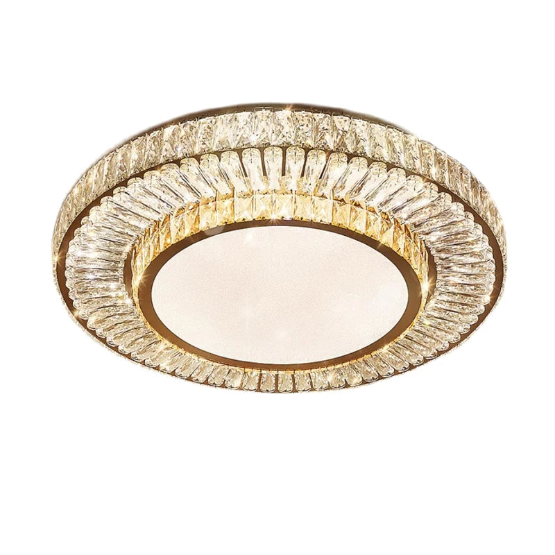 Plafonnier LED Isabella de luxe doré en cristal avec télécommande