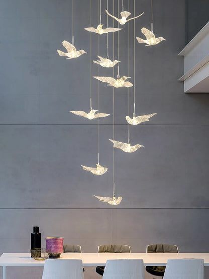 Lustre suspension d'escalier LED Delphine Swallow Bird